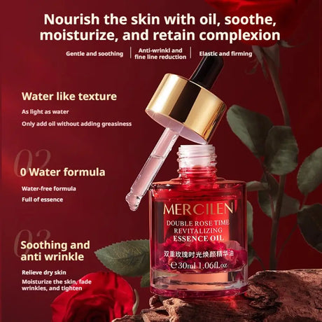 1/2/3pcs 30ML Double Rose Petal Radiance Essence Oil Facial Care Tightening Moisturizing Brightening Face Serum Korean Skin Care