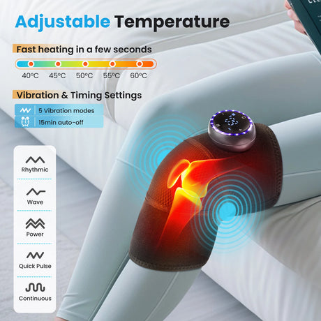 3-in-1 Electric Knee Pad Massager with 5-Level Vibration Cordless Hot Compress for Shoulder Elbow Muscle Joint Relaxation