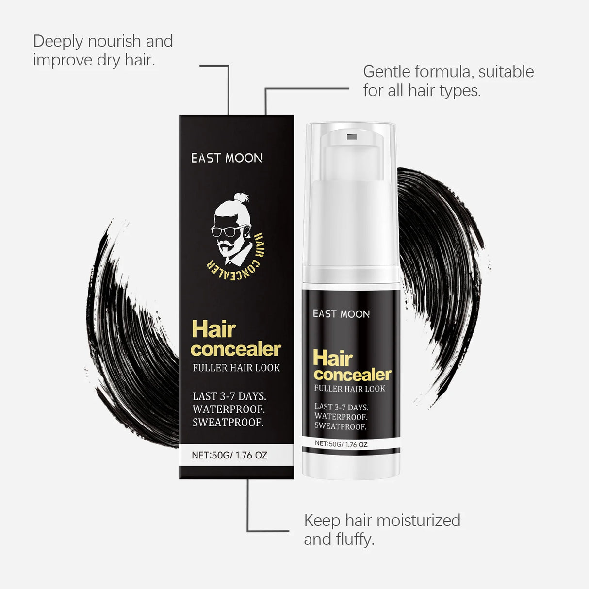 Men Hair Waterproof Concealer Hairline Shadow Root Cover up Repair Forehead Makeup Durable Hair Concealer Liquid Cream 50g