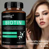 Vegan Biotin Supplement 5000 Mcg, Hair, Skin, Nails and Supports Normal Brain Function and Cognitive Abilities - 120 Capsules