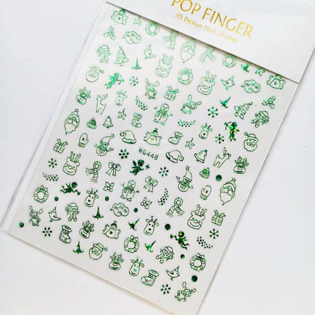 Sliver Bronzing 3D Christmas Nail Art Decoration Sticker Sparkly White Colorful Glitter Geometry Snowflake Winter Slider Foil