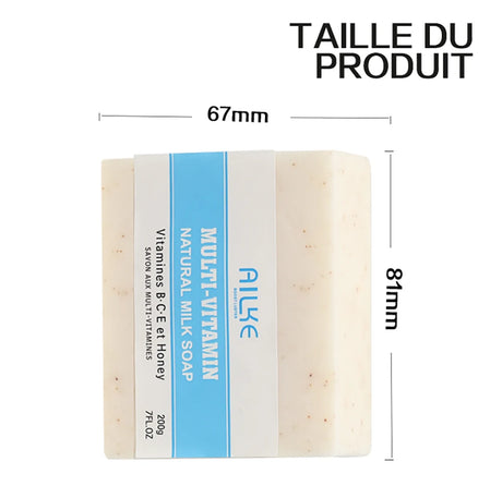 AILKE Multivitamins Natural Milk Soap, Brightening, Nourishing And Firming Skin, Gentle Cleansing, For Face, Body, 200g/7 oz