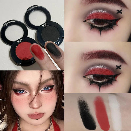Single Klein Blue Smoked Blue Eye Shadow Palette Gothic Red Pigments Smoked Eye Makeup White Lying Silkworm Eyeshadow Eyeliner