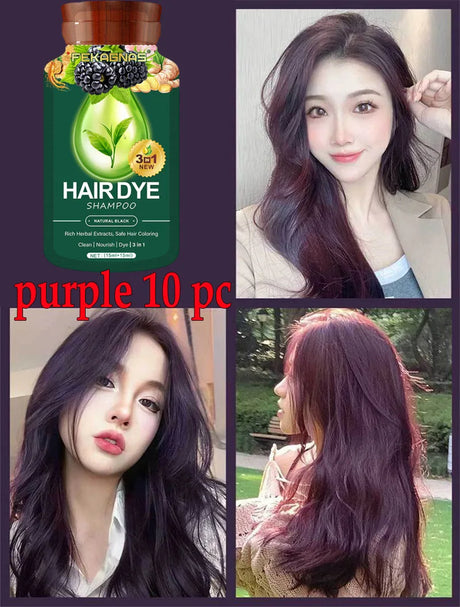 Pure Natural Herbal Hair Dye Shampoo Change Hair Color Cover Gray Hair White Hair Treatment Bubble Plant Hair Dye Hair Care