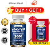 HOLUCKS Calcium D3+K2+B12 Capsules, with Calcium & Vitamin D3, Support Bone, Muscle & Heart Health