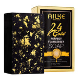 AILKE 24K Gold Foil Whitening Soap, Brightening, Even Skin Tone, Improve Skin Elasticity, Deeply Cleaning, Remove Spots, 200g