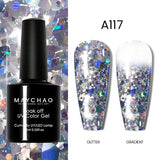 MAYCHAO Glitter Gel Nail Polish 7.3ml Semi-permanent Sequins Shiny Gel Base Top Coat Soak Off UV LED Varnish Nail Art Decoration