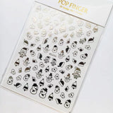 Sliver Bronzing 3D Christmas Nail Art Decoration Sticker Sparkly White Colorful Glitter Geometry Snowflake Winter Slider Foil