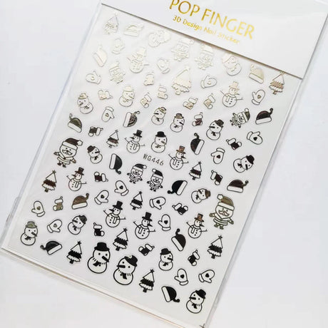 Sliver Bronzing 3D Christmas Nail Art Decoration Sticker Sparkly White Colorful Glitter Geometry Snowflake Winter Slider Foil