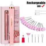 YIKOOLIN Portable Nail File Care Electric Nail Drill with 4 Speeds Cuticle Trimmer Battery Operated Manicure and Pedicure Tools