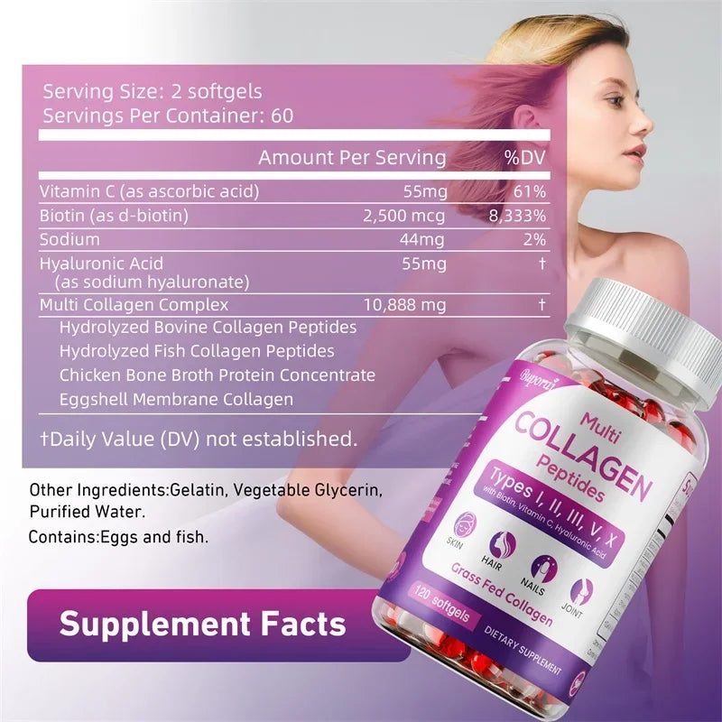 Collagen Peptides - Nourishes The Skin, Slows Down Aging, Promotes Healthy Hair, Strong Nails, and Improves Intestinal Digestion