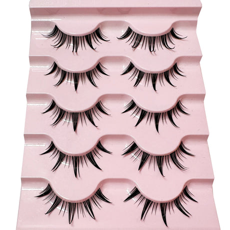 New 14/10/7/5Pairs Manga Lashes Natural Eyelashes Soft Cross Wispy Clear Band False Eyelashes Doll Eyes Lashes Cosplay Extension