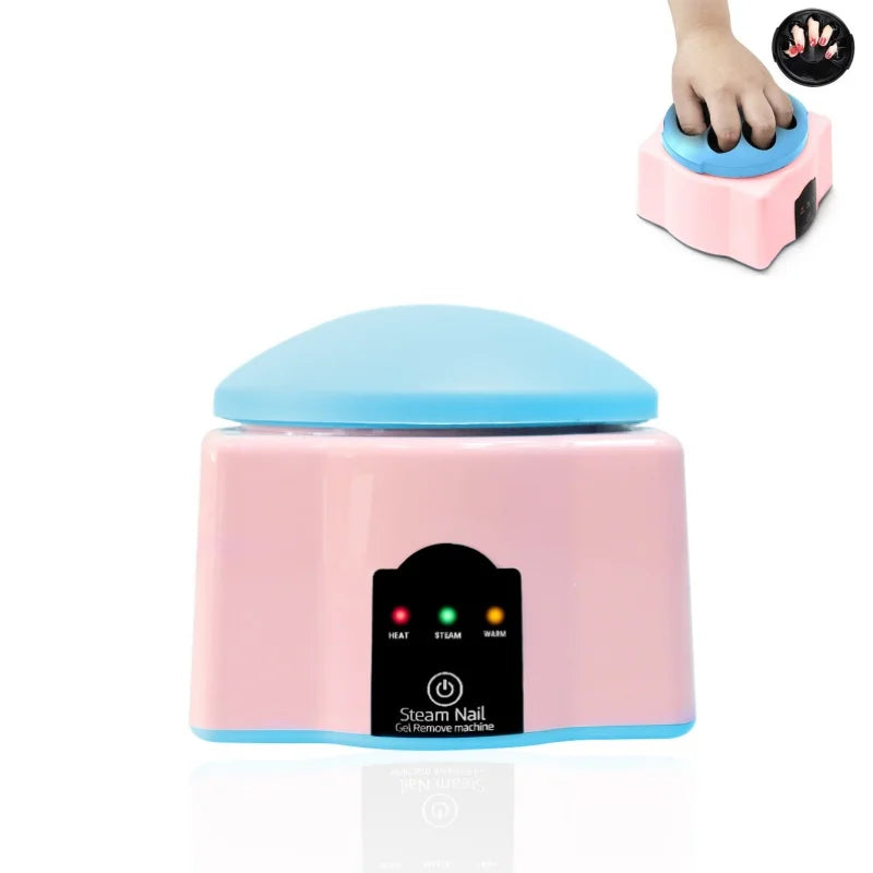 110V-220V Upgraded Steam Nail Polish Remover Machine Steamer with Color Cuticle Pusher Spoon Tools for Nail Gel Polish Removal