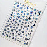 Sliver Bronzing 3D Christmas Nail Art Decoration Sticker Sparkly White Colorful Glitter Geometry Snowflake Winter Slider Foil