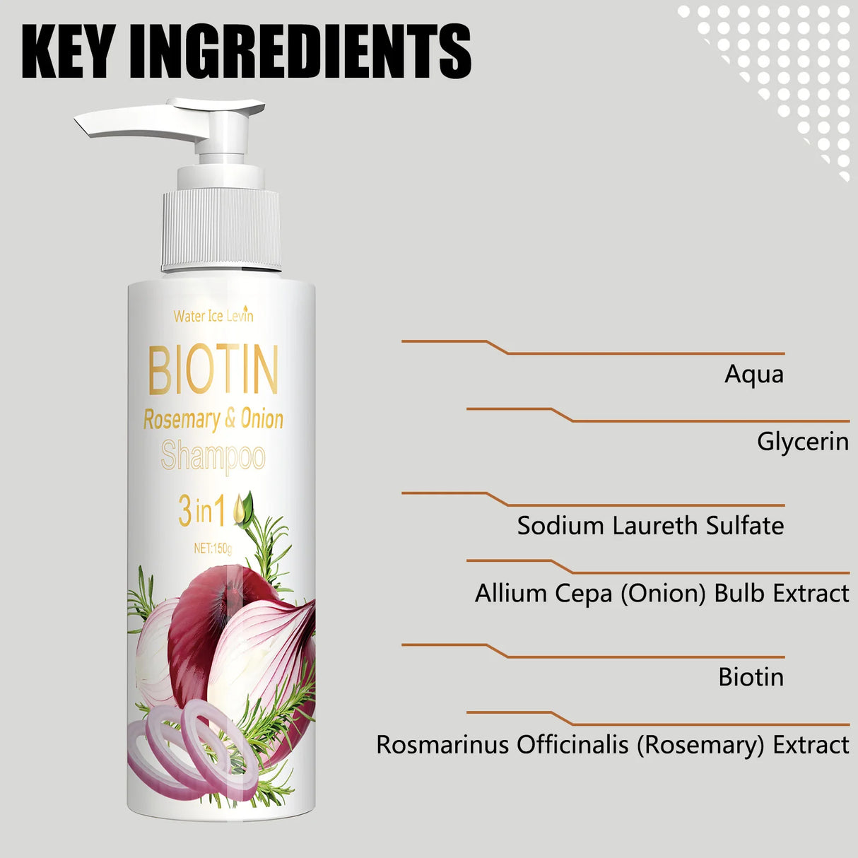 Daily Use Biotin Onion Rosemary Shampoo Gentle Mild Formula Clean Scalp Impurities Support Long Term Healthy Hair Growth 150g