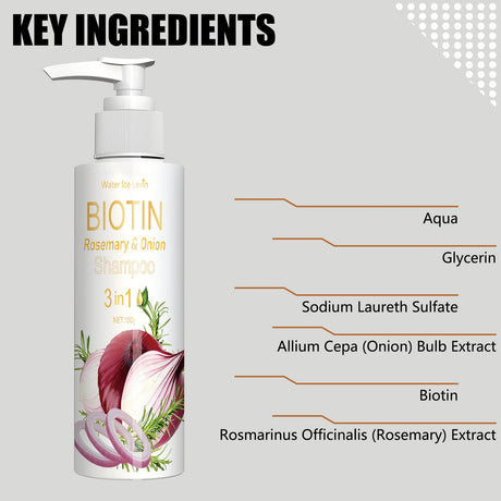 Daily Use Biotin Onion Rosemary Shampoo Gentle Mild Formula Clean Scalp Impurities Support Long Term Healthy Hair Growth 150g