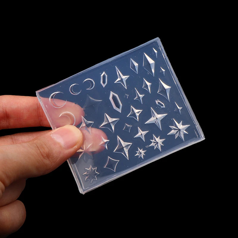 1pc Silicone Nail Art Molds Rhombus Diamond Pentagram Design Carving Template Nail Accessories For Women DIY Manicure Supplies