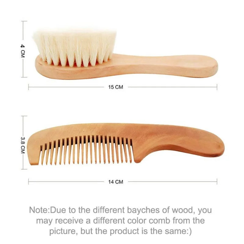 1/2/3PCS Newborn Wool Baby Wooden Brush Comb Newborn Hair Brush Infant Head Massager Portable Comb Hair Bath Brush Comb
