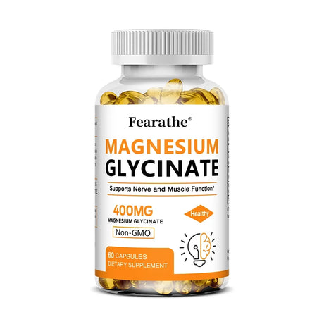 Magnesium Glycinate 400mg Capsules, Support Muscle, Bone, Heart, Nerve, Sleep Quality & Immune System Health, Non-GMO