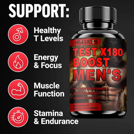 Natural Male Test Booster Capsules, Supports Healthy T Levels, Vitality, Stamina, Muscle Strength & Sustained Daily Energy