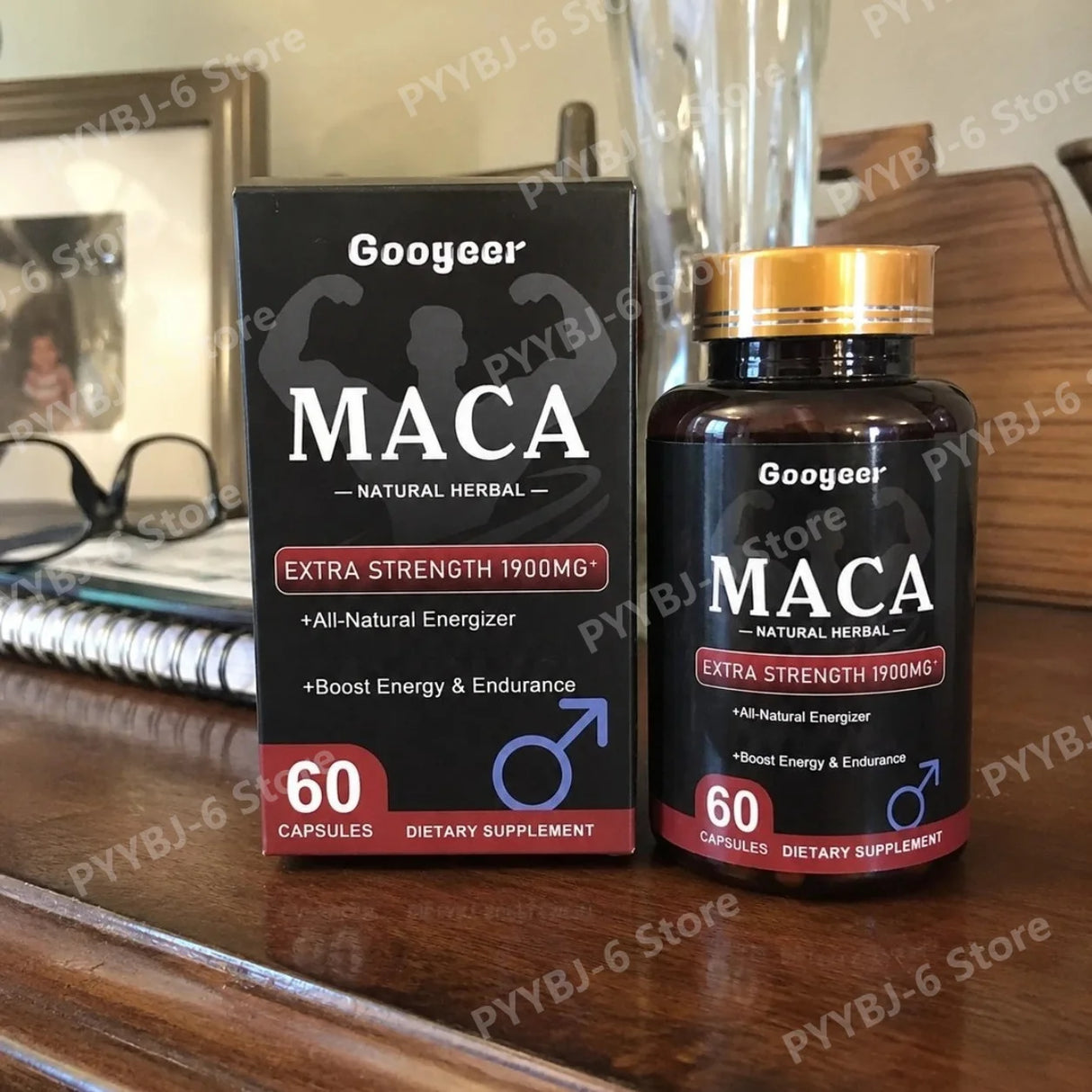 Googeer Maca Capsules with Maca Panax Ginseng and Ashwagandha Supports Energy and Endurance 60 Capsules