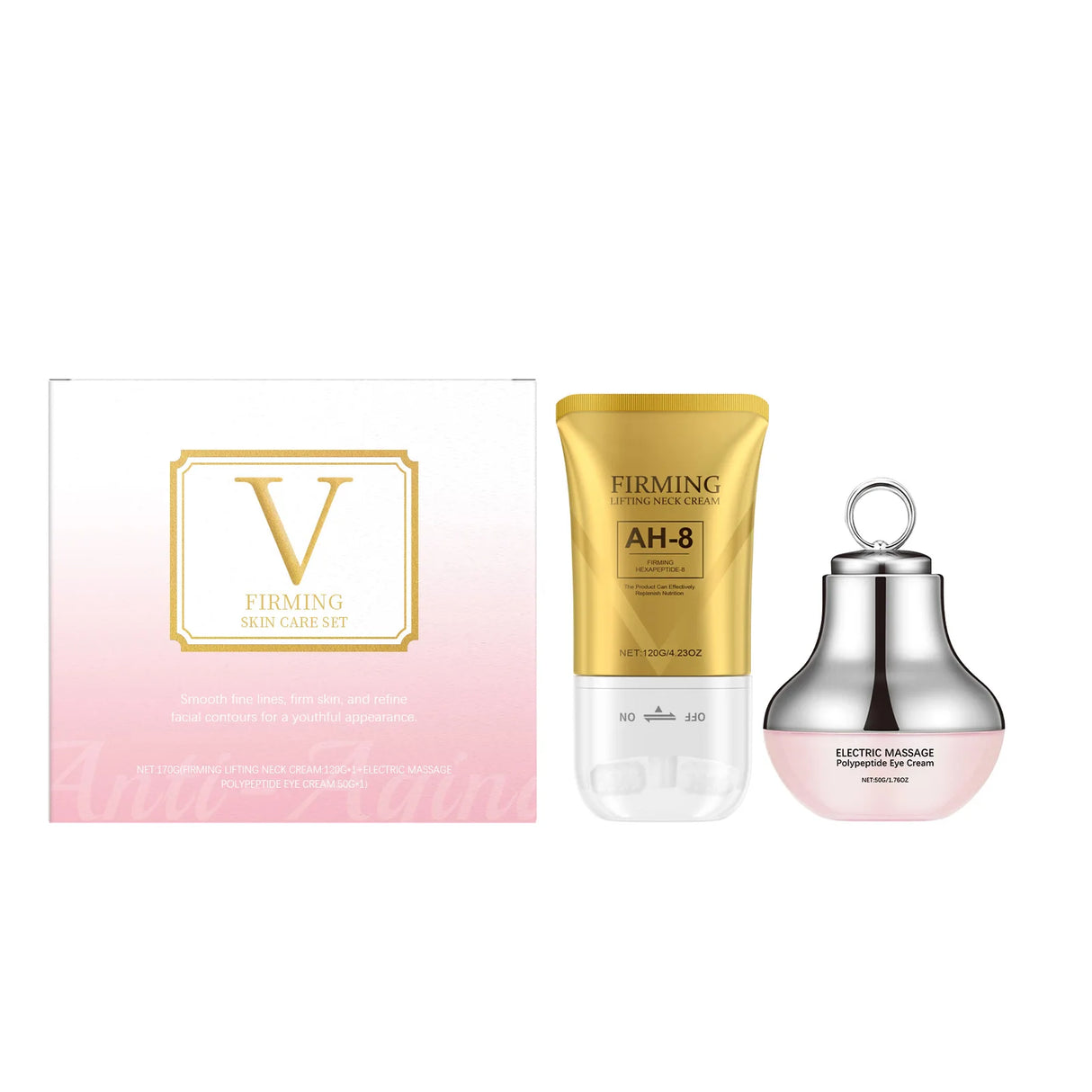 AH-8 Neck Cream Polypeptide Eye Cream Set Firm Skin Tightening Anti Sagging Wrinkle Remover Moisturizing Skin Care Massager 120g