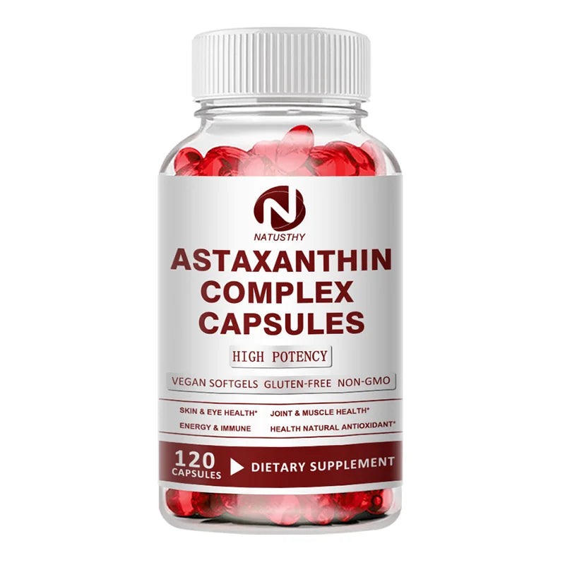 Astaxanthin Complex Capsules 12mg for Brain, Heart, Joint Bone, Eye, Skin, Immune System Health