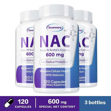NAC Capsules 600mg - Support Skin Health, Antioxidant, Detox, Enhance Immunity - Non-GMO