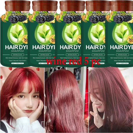 Pure Natural Herbal Hair Dye Shampoo Change Hair Color Cover Gray Hair White Hair Treatment Bubble Plant Hair Dye Hair Care