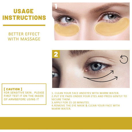 EELHOE 24k Gold Under Eye Patches 60 Pcs Eye Mask Pure Gold Anti-Aging Collagen Hyaluronic Acid Under Eye Mask