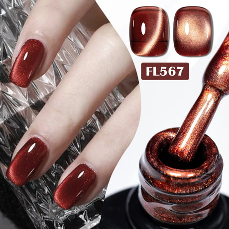 Four Lily 7ml Golden Magnetic Nail Gel Polish Glitter Champagne Gold Nail Art Decorations UV/LED Vernis Gel for Nails Manicure