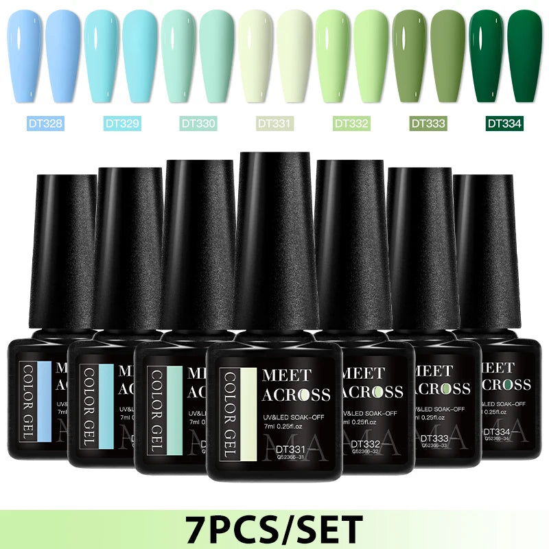 7pcs Gel Nail Polish Set HEMA Free Pink Red Glitter Semi Permanent Soak Off UV Gel Varnish Nail Art Decoration Nail Supplies DIY