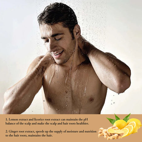 Men Shampoo Scalp Care Shampoo Deep Cleansing Ginger Licorice Volumizing Daily Hair Wash Improve Volume Thinning Hair 100ml