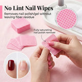 Lint Free Nail Wipes for Gel Polish Removal 600 Count Premium Pink Nail Polish Remover Pads No Lint No Residue Wipes for Acrylic Nails Gel Nails Nail Glue Clean Up and Eyelash Extension Application Toallitas Para U?as