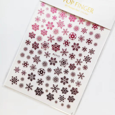 Sliver Bronzing 3D Christmas Nail Art Decoration Sticker Sparkly White Colorful Glitter Geometry Snowflake Winter Slider Foil