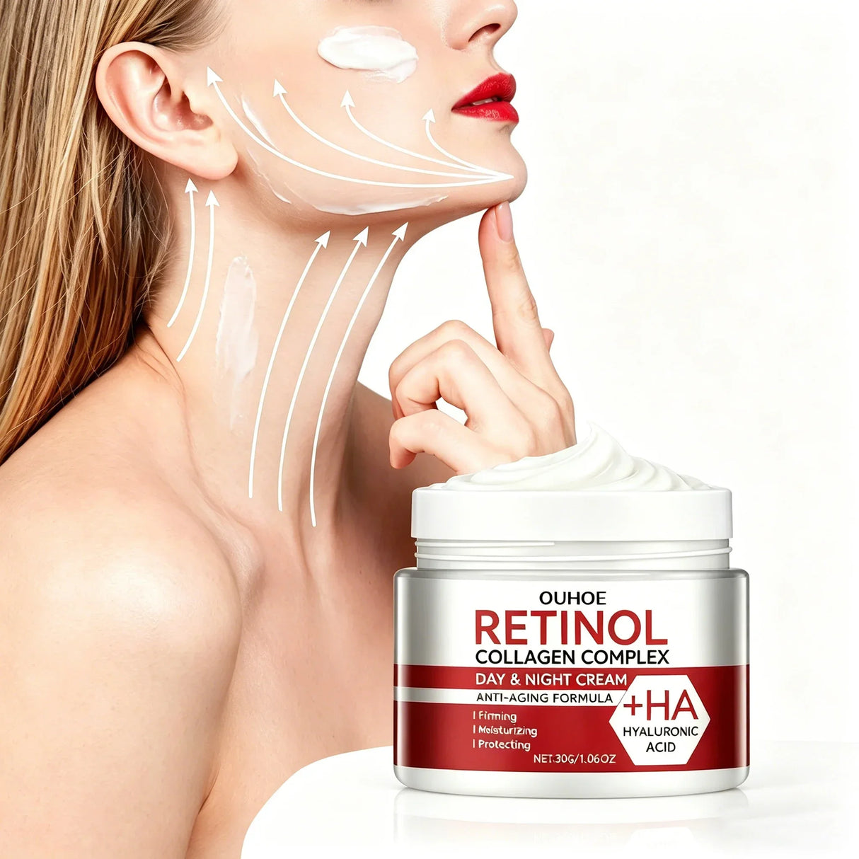 Retinol Face and Neck Cream with Hyaluronic Acid Collagen Moisturizer for Fine Lines Firming Skin Care Day & Night Cream