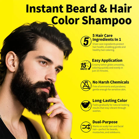 Hair Color Shampoo Instant Coloring Shampoo Cover Gray White Hair Concealer Natural Black Color for Men Women Hair Dye Coloring
