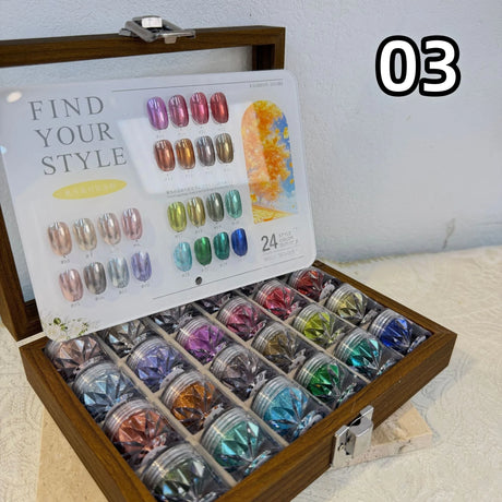High-End Nail Art Set, 24 Colors Moonlight Mirror Powder Kit, Ultra-Fine Glitter, Japanese Style, Perfect for All Occasions