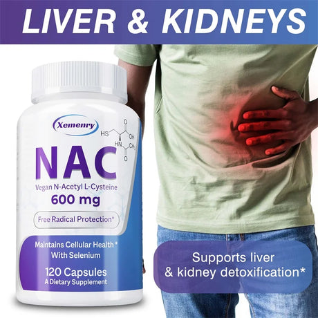 NAC Capsules 600mg - Support Skin Health, Antioxidant, Detox, Enhance Immunity - Non-GMO