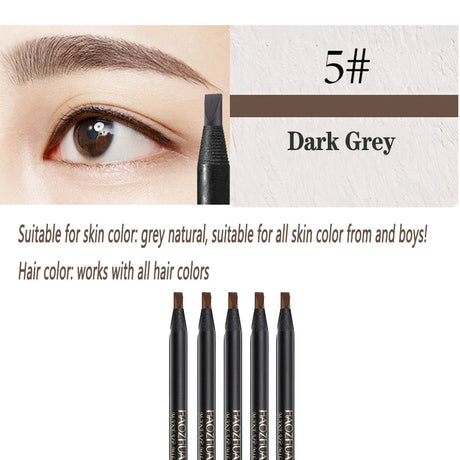 5PCS Haozhuang Eyebrow Pencil Brown Wholesale Cosmetic Pencil Product Natural Waterproof Long-Lasting Tattoo Brush Makeup Beauty