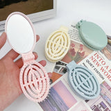 2-in-1 Foldable Comb Mirror Mini Portable Scalp Massage Comb Perfect for Travel Outgoing Use Easy to Carry Ideal Gifts