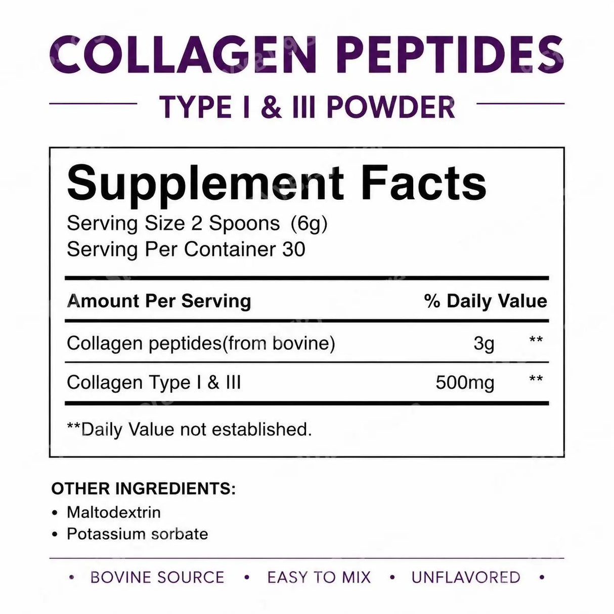 BushAid Collagen Peptide Powder, Bovine Type I & Type II Collagen, Granulated Hydrolysate, Easy To Mix, 200g 30 Servings