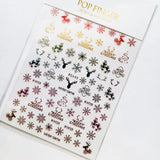 Sliver Bronzing 3D Christmas Nail Art Decoration Sticker Sparkly White Colorful Glitter Geometry Snowflake Winter Slider Foil