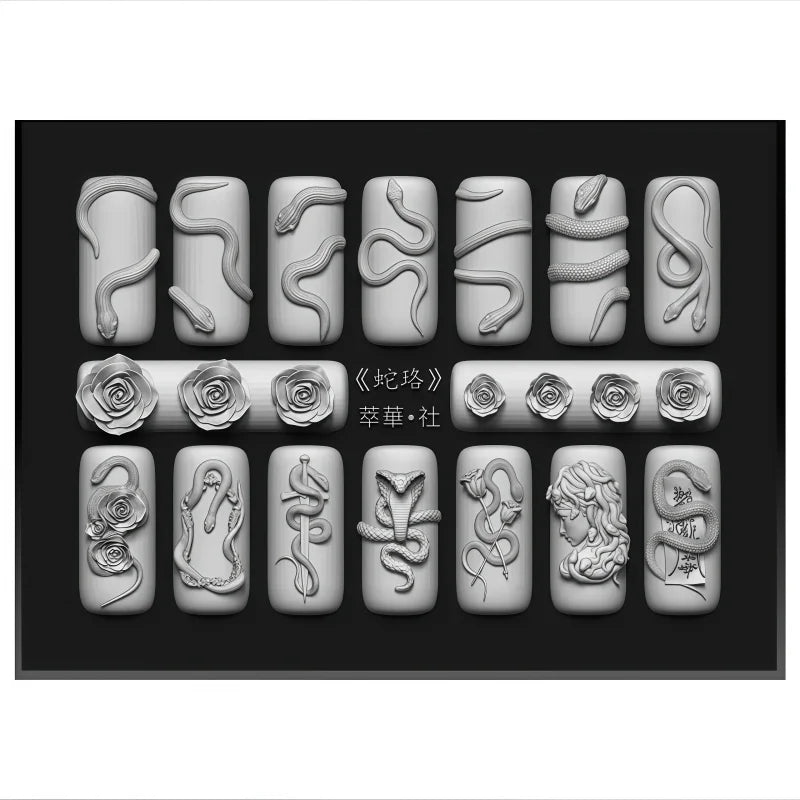 1 Pc Snake Pattern Silicone Nail Mold 3D Stereoscopic Nails Art Decorations DIY Manicure Tool Nail Template Mold