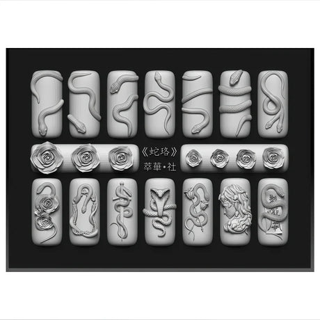 1 Pc Snake Pattern Silicone Nail Mold 3D Stereoscopic Nails Art Decorations DIY Manicure Tool Nail Template Mold