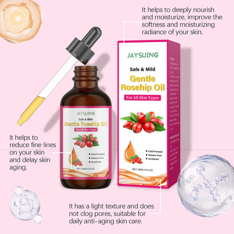 Rosehip Oil for Face Organic Anti-Aging Acne Scar Treatment Fade Fine Line Lifting Firming Moisturizer Wrinkle Reduction Essence