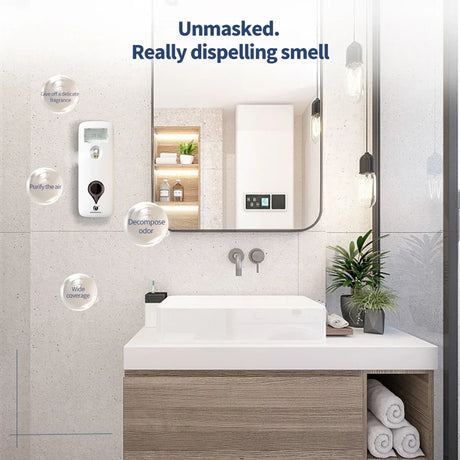 Liquid Air Freshener Dispenser Wall Mounted Automatic Fragrance Perfume Spray Room Toilet Odor Eliminator LCD Programmable 300ML