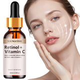 Daily Skincare Serum with Retinol Vitamin C, Anti Aging Face Brightening Hydrating Moisturizer, Firming Smoothing Fine Lines Por