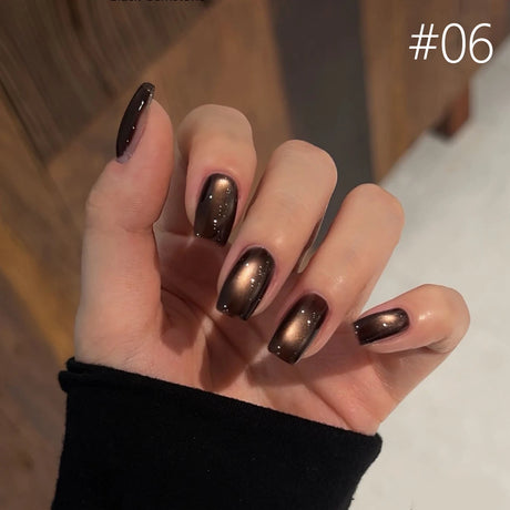 12ml 1-21pcs Brown Gold Cat Eye Gel Nail Polish Hot Selling Winter Whitening Magnet Gel Polish Gold Nails Nail Supplies Nail Art