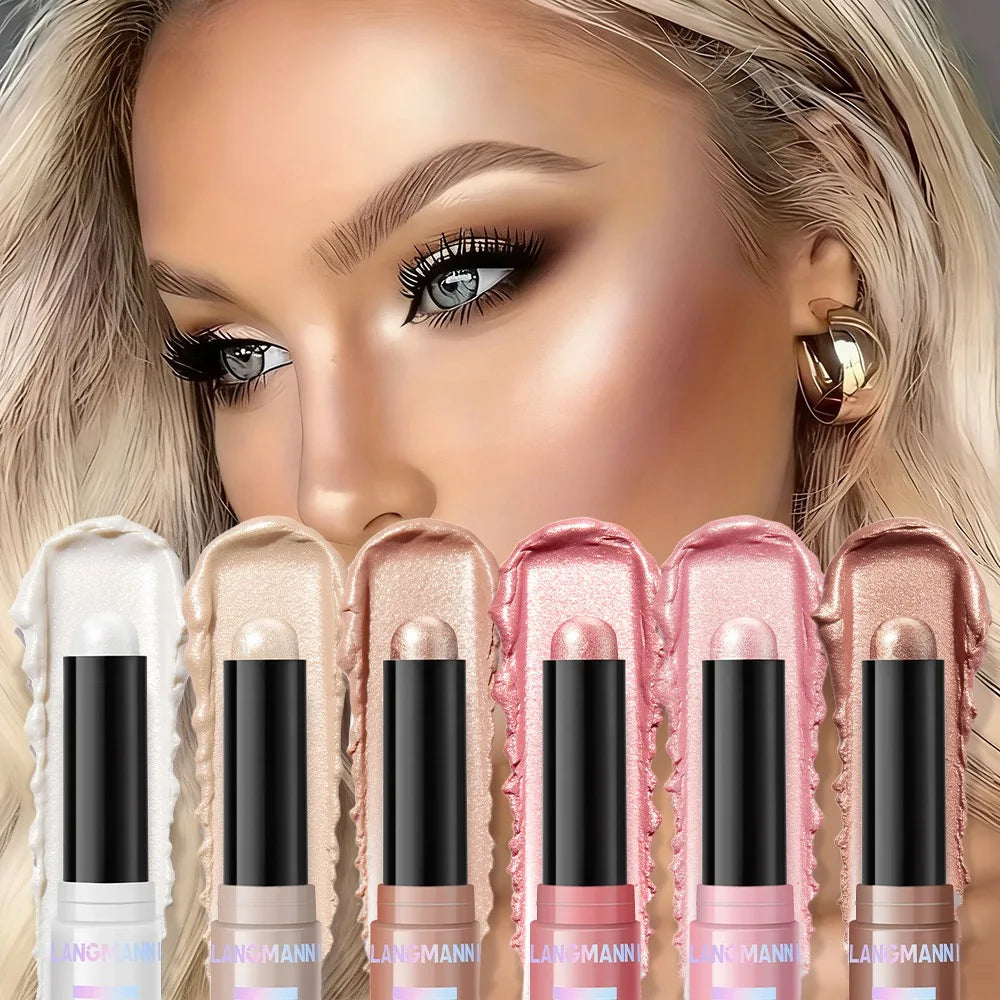Face Pearl Diamond Highlighter Stick Contour Nose Shadow Lasting 3D Brightening Cheek Blusher Illuminator Repairing Makeup Pen